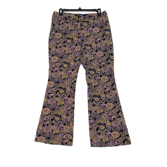 ModCloth Way Out Yonder Paisley Flared Retro Pants Stretch Twill High Waisted - Picture 1 of 12